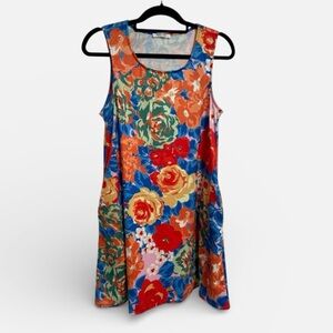 Resort Wear Simple Fun Sleeveless Floral Summer Dress – Size M